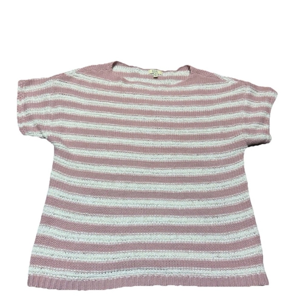 Kori Pink and White Striped Kids Sweater